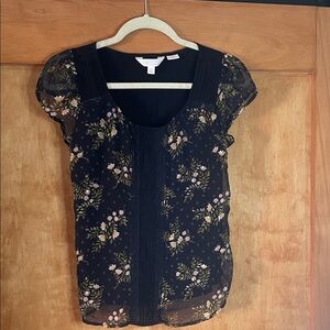 LC Lauren Conrad Black Floral Blouse